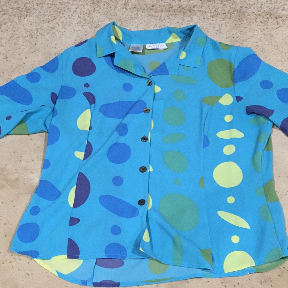 Kathy Che blue polka blouse